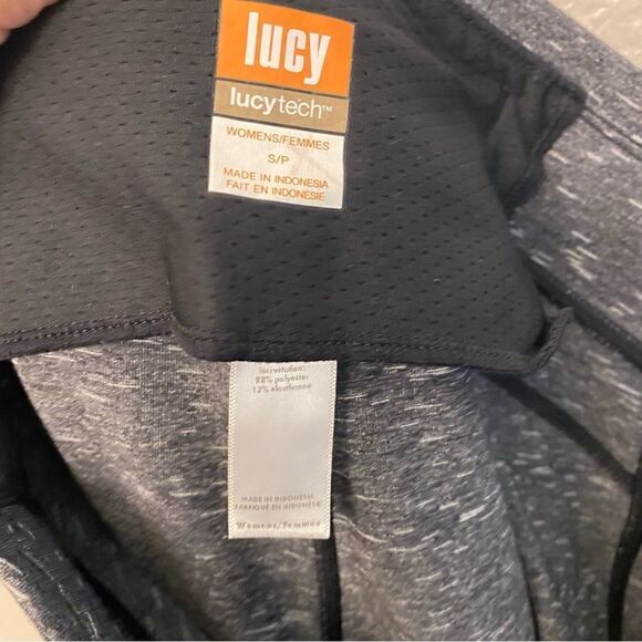 Lucy tech compression yoga leggings pockets zipper drawstring Heathered gray-S - Picture 11 of 15